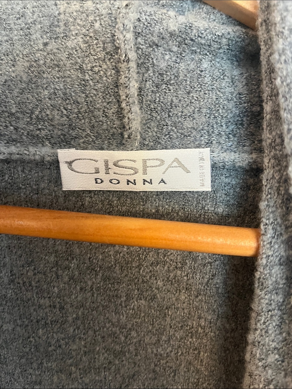 Gispa Donna Italian Made Blue Gray Wool Blend Open-Front Sweater Cardigan 3x - Picture 2 of 6